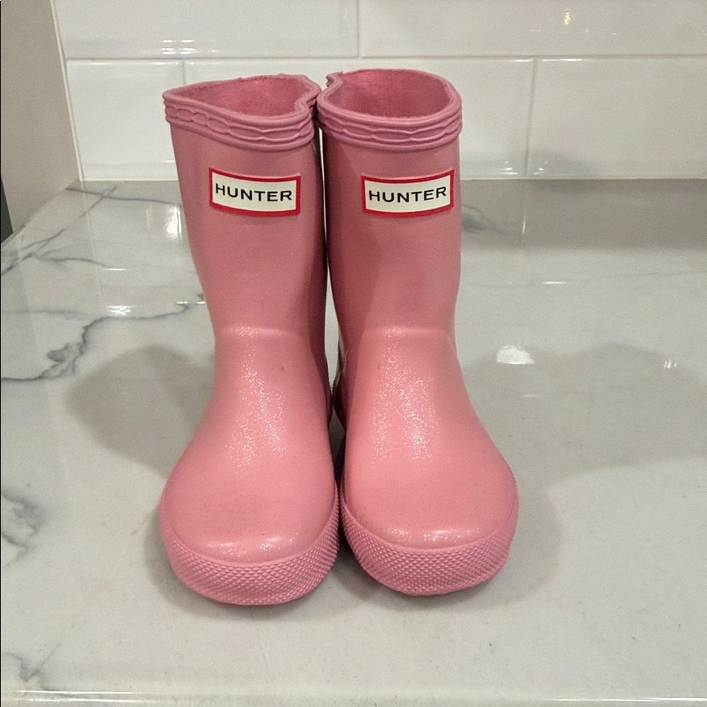 Hunter Waterproof Boots - pink sparkly
